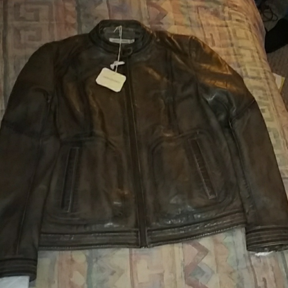 Carbon 2 cobalt leather coat